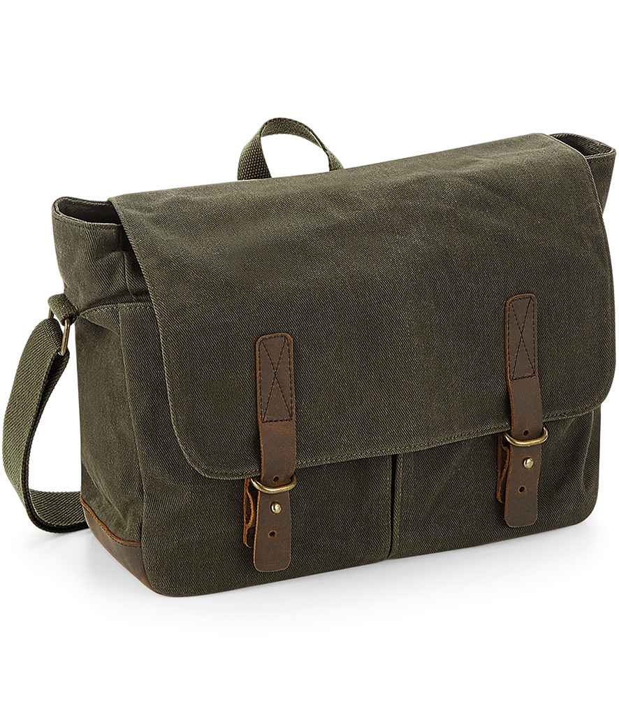 Quadra Heritage Waxed Canvas Messenger | Olive Green