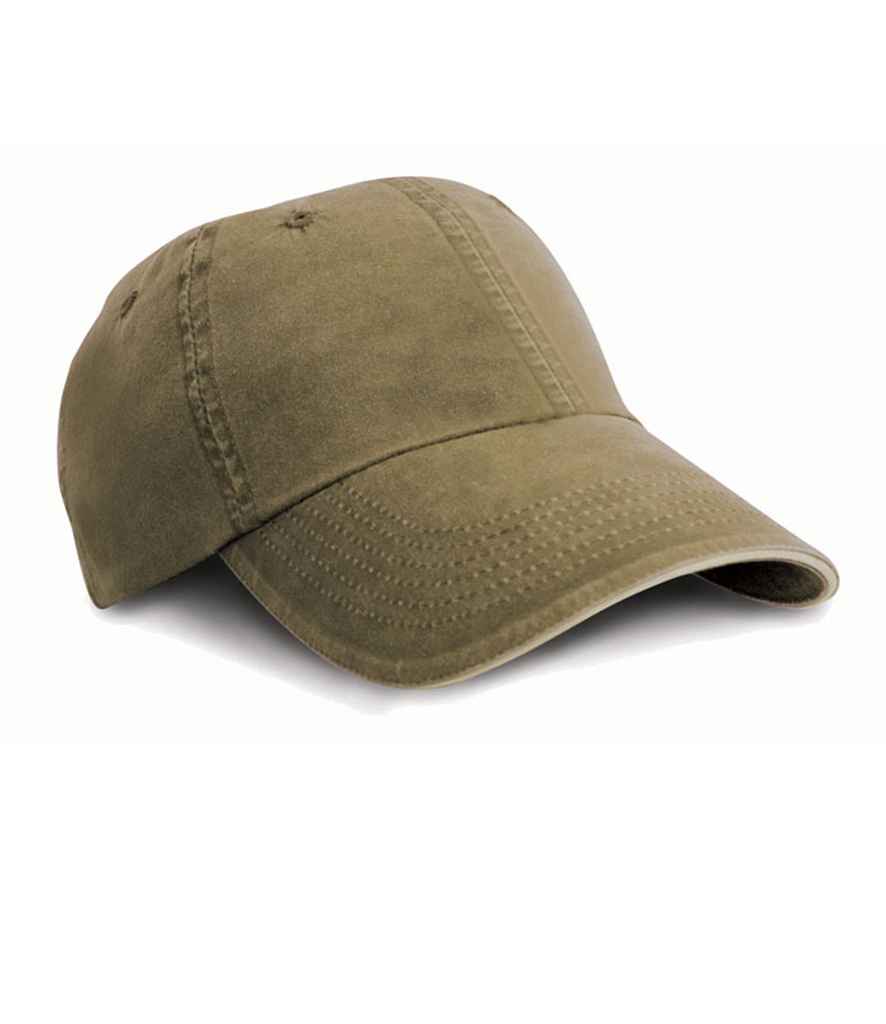 Result Washed Fine Line Cotton Cap | Olive Green