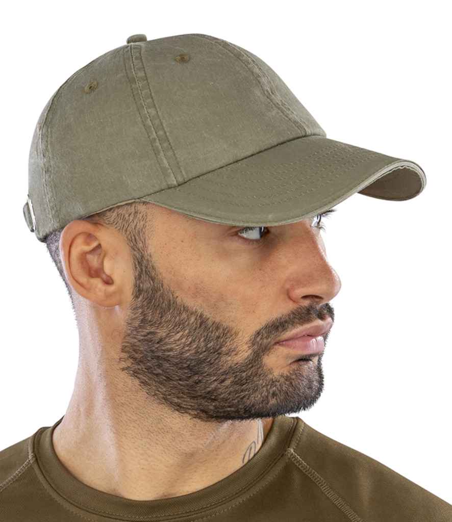 Result Washed Fine Line Cotton Cap | Olive Green