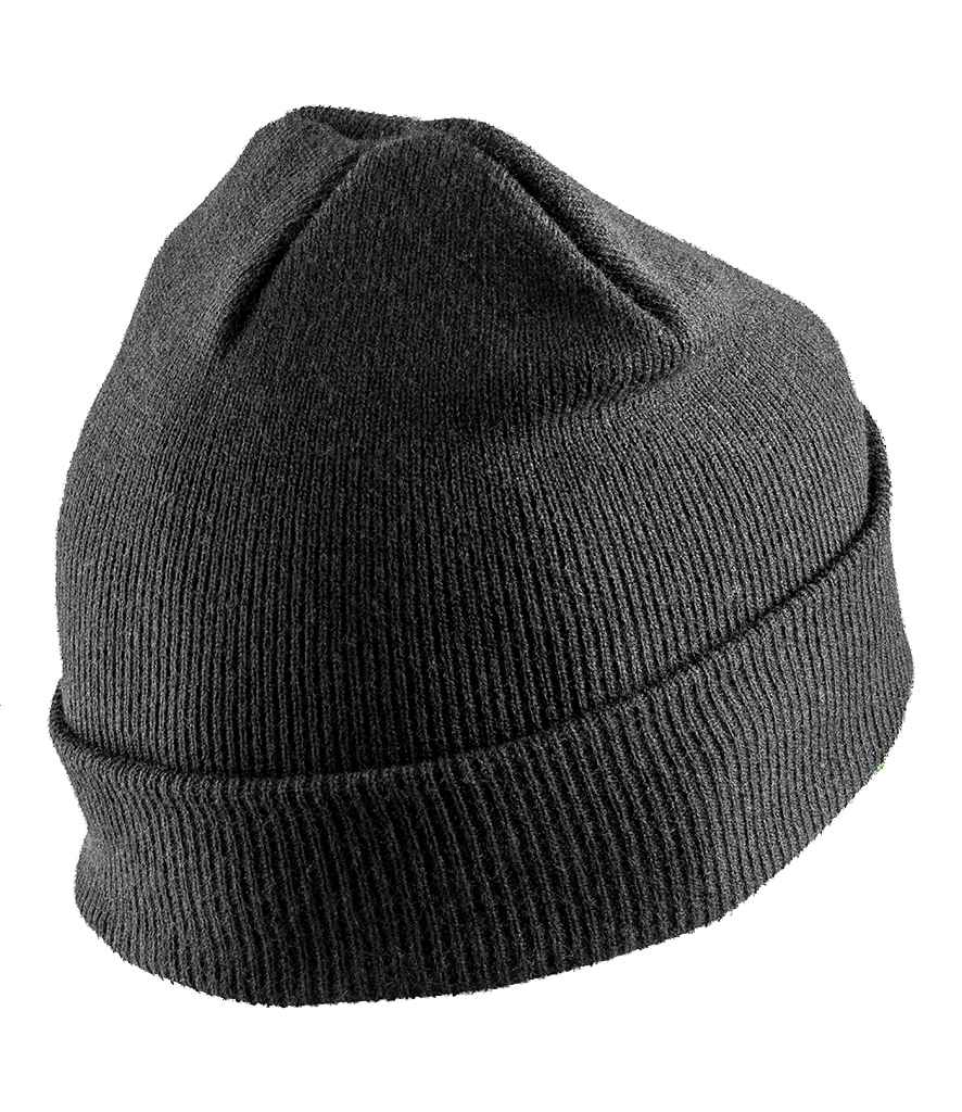 Result Genuine Recycled Double Knit Printers Beanie | Black