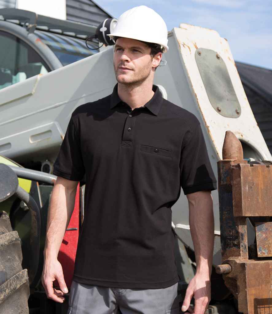 Result Work-Guard Apex Pocket Piqué Polo Shirt | Black