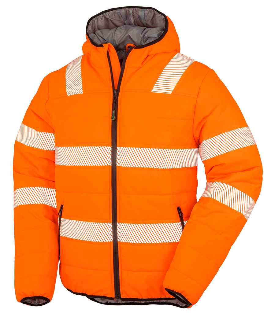 Result Genuine Recycled Ripstop Padded Safety Jacket | Fluorescent Orange
