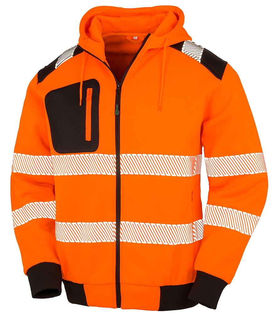 Result Genuine Recycled Safety Zip Hoodie | Fluorescent Orange