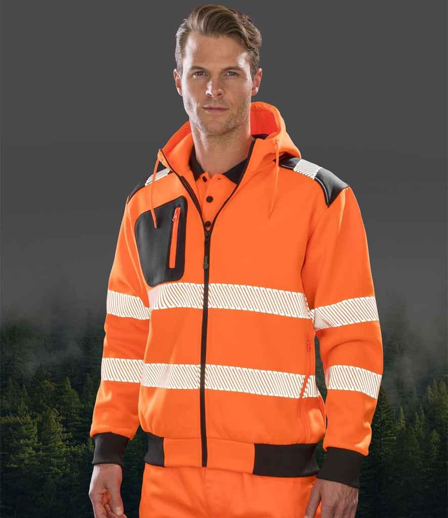 Result Genuine Recycled Safety Zip Hoodie | Fluorescent Orange