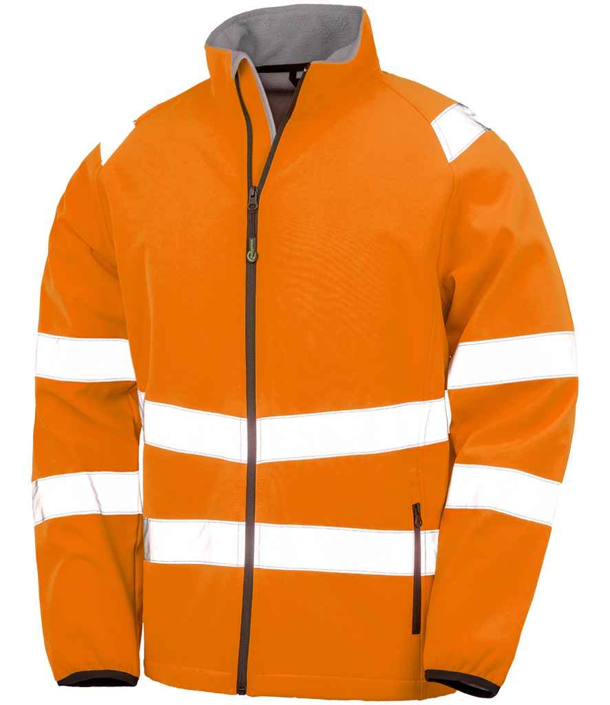 Result Genuine Recycled Printable Safety Soft Shell Jacket | Fluorescent Orange