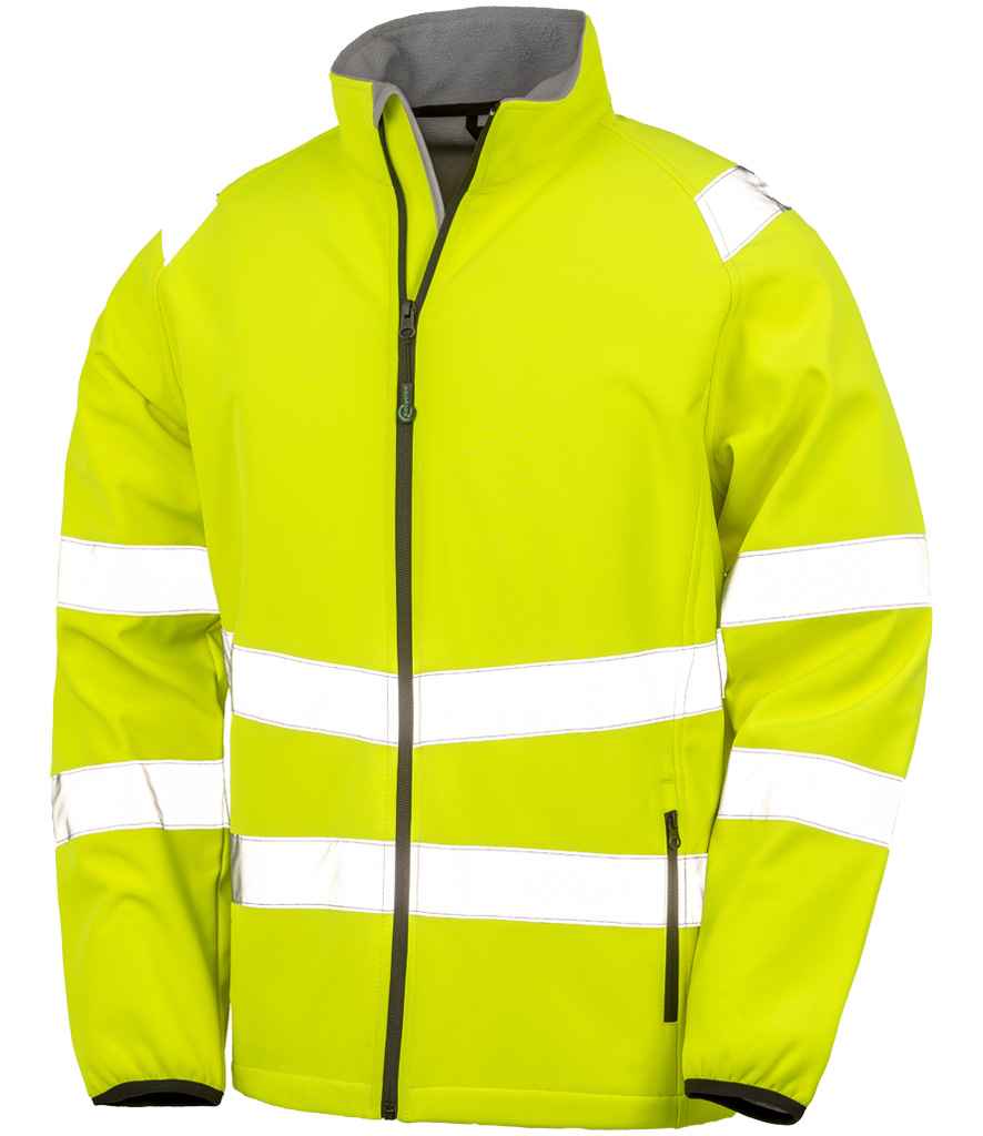 Result Genuine Recycled Printable Safety Soft Shell Jacket | Fluorescent Yellow