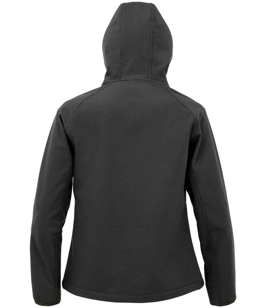 Result Genuine Recycled Ladies Three Layer Printable Hooded Soft Shell Jacket | Black