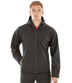 Result Genuine Recycled Three Layer Printable Hooded Soft Shell Jacket | Black