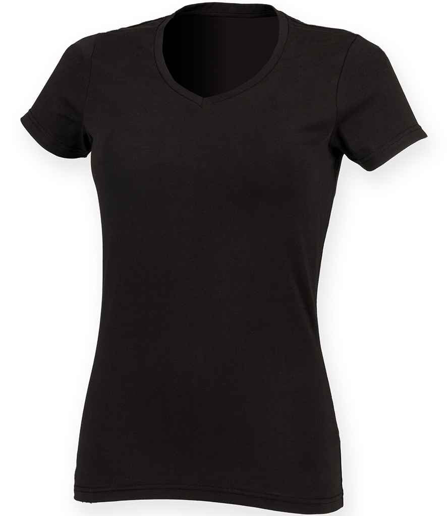 SF Clothing Ladies Feel Good Stretch V Neck T-Shirt | Black