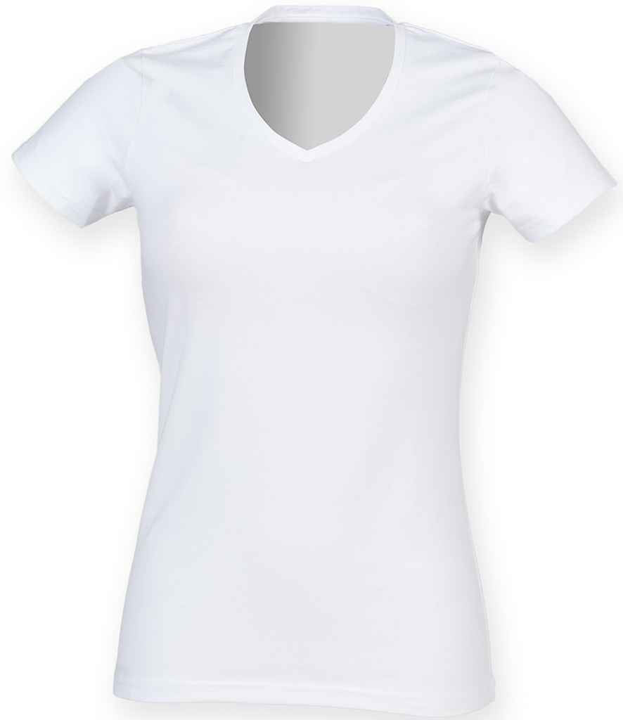 SF Clothing Ladies Feel Good Stretch V Neck T-Shirt | White