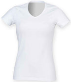 SF Clothing Ladies Feel Good Stretch V Neck T-Shirt | White