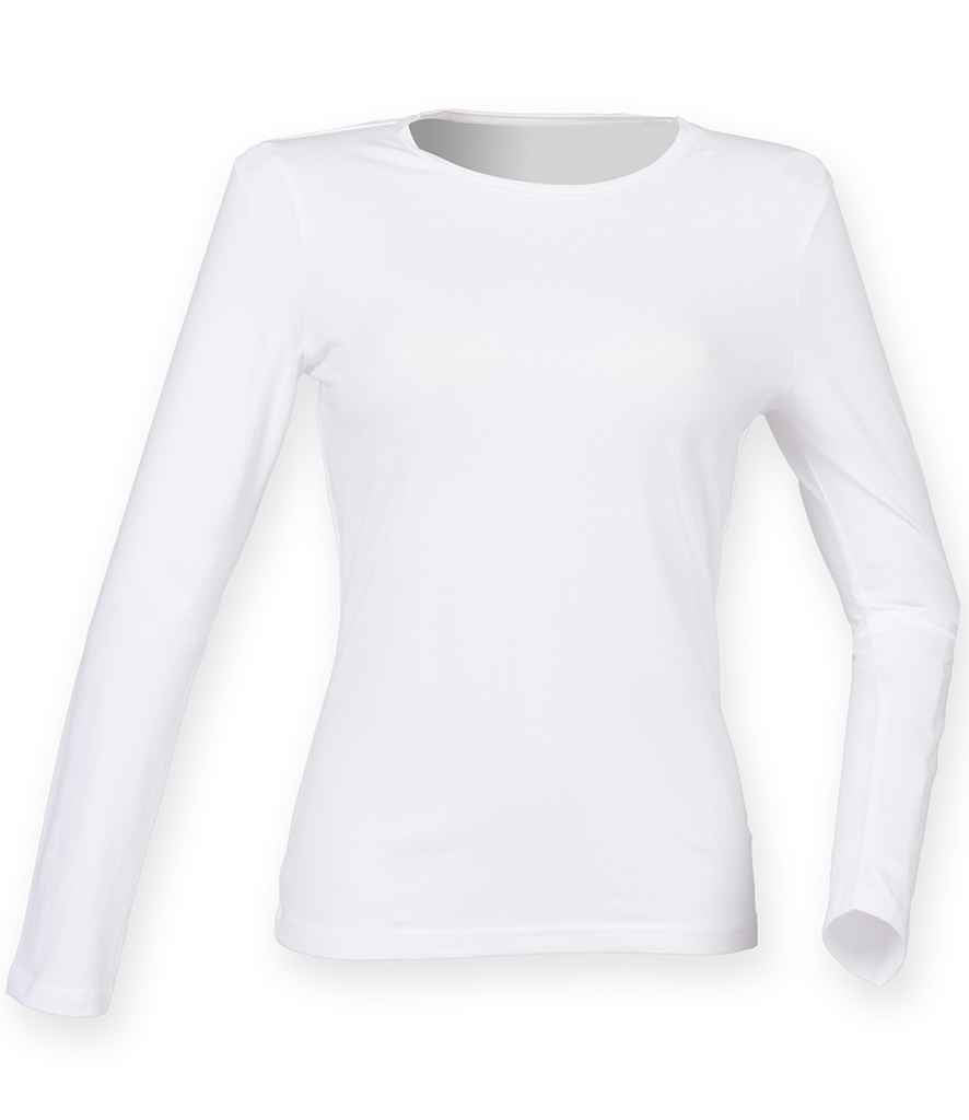 SF Clothing Ladies Feel Good Long Sleeve Stretch T-Shirt | White