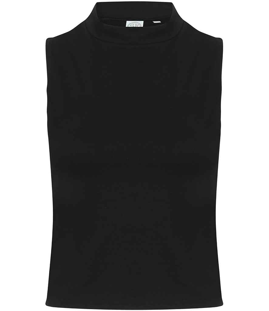 SF Clothing Ladies High Neck Crop Vest | Black