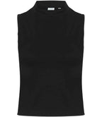 SF Clothing Ladies High Neck Crop Vest | Black