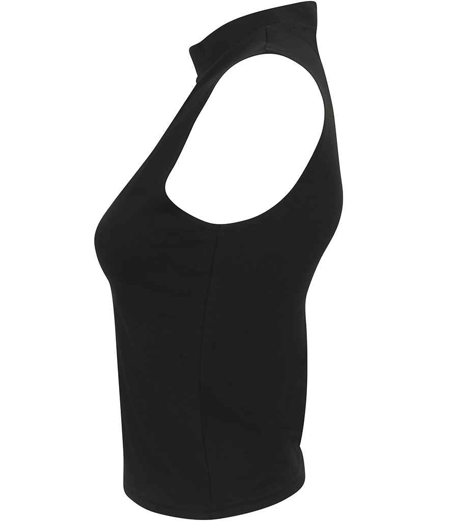 SF Clothing Ladies High Neck Crop Vest | Black