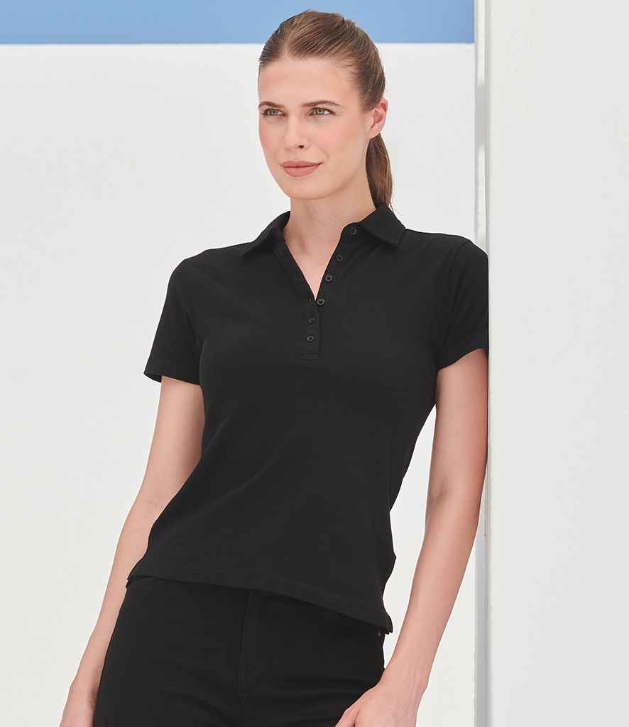 SF Clothing Ladies Stretch Piqué Polo Shirt | Black