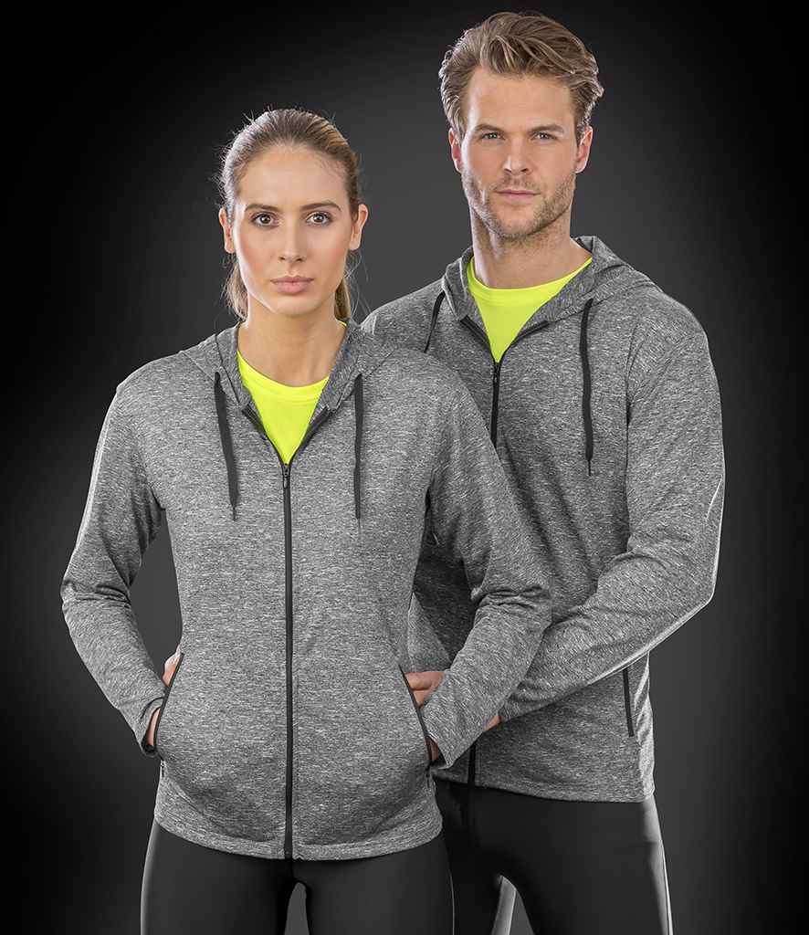 Spiro Ladies Hooded T-Shirt Jacket | Marl Grey
