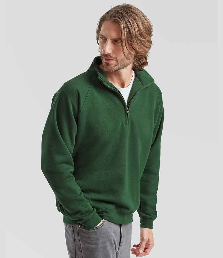 Fruit of the Loom Premium Zip Neck Sweatshirt with Classic Comfort and Durable Fabric