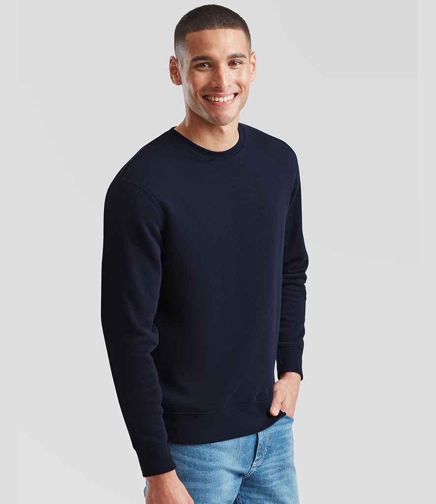 Fruit of the Loom Premium Drop Shoulder Sweatshirt in Classic, Royal, Navy, and Black Colors