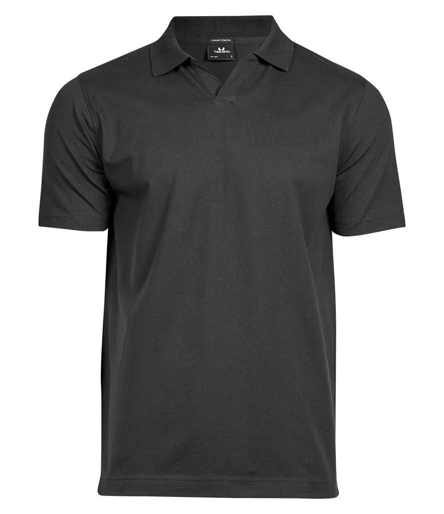 Tee Jays Luxury Stretch V Neck Polo Shirt | Black