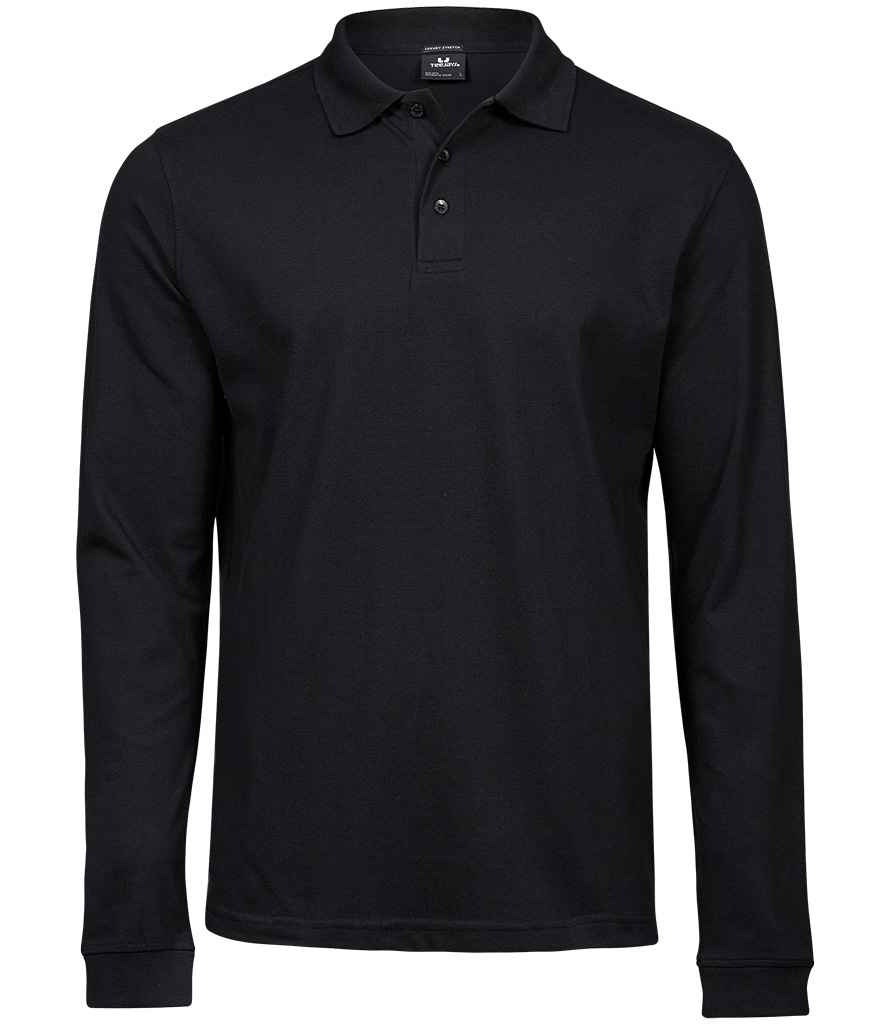 Tee Jays Luxury Stretch Long Sleeve Polo Shirt | Black