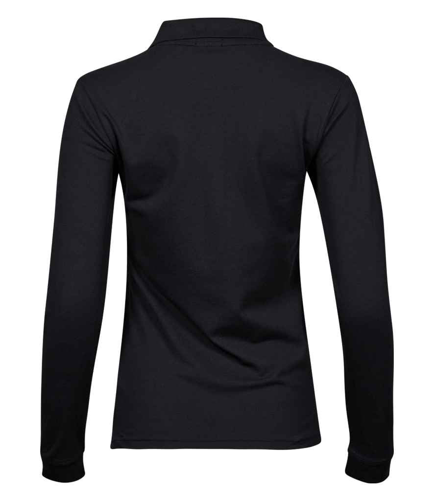 Tee Jays Ladies Luxury Stretch Long Sleeve Polo Shirt | Black