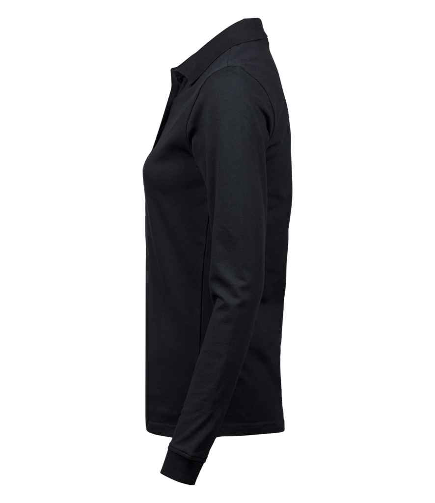 Tee Jays Ladies Luxury Stretch Long Sleeve Polo Shirt | Black