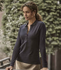 Tee Jays Ladies Luxury Stretch Long Sleeve Polo Shirt | Black
