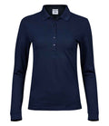 Tee Jays Ladies Luxury Stretch Long Sleeve Polo Shirt | Navy