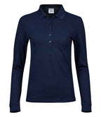 Tee Jays Ladies Luxury Stretch Long Sleeve Polo Shirt | Navy