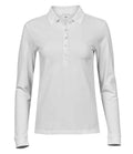 Tee Jays Ladies Luxury Stretch Long Sleeve Polo Shirt | White