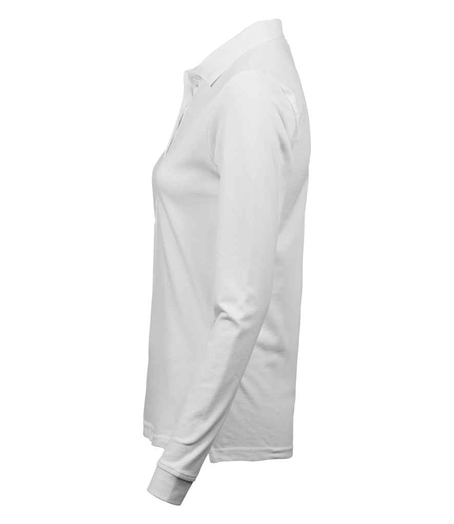 Tee Jays Ladies Luxury Stretch Long Sleeve Polo Shirt | White