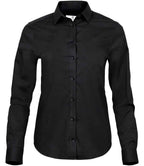 Tee Jays Ladies Stretch Luxury Long Sleeve Poplin Shirt | Black