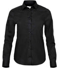 Tee Jays Ladies Stretch Luxury Long Sleeve Poplin Shirt | Black