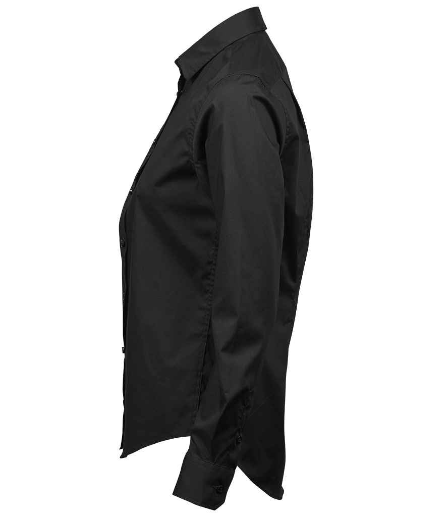 Tee Jays Ladies Stretch Luxury Long Sleeve Poplin Shirt | Black