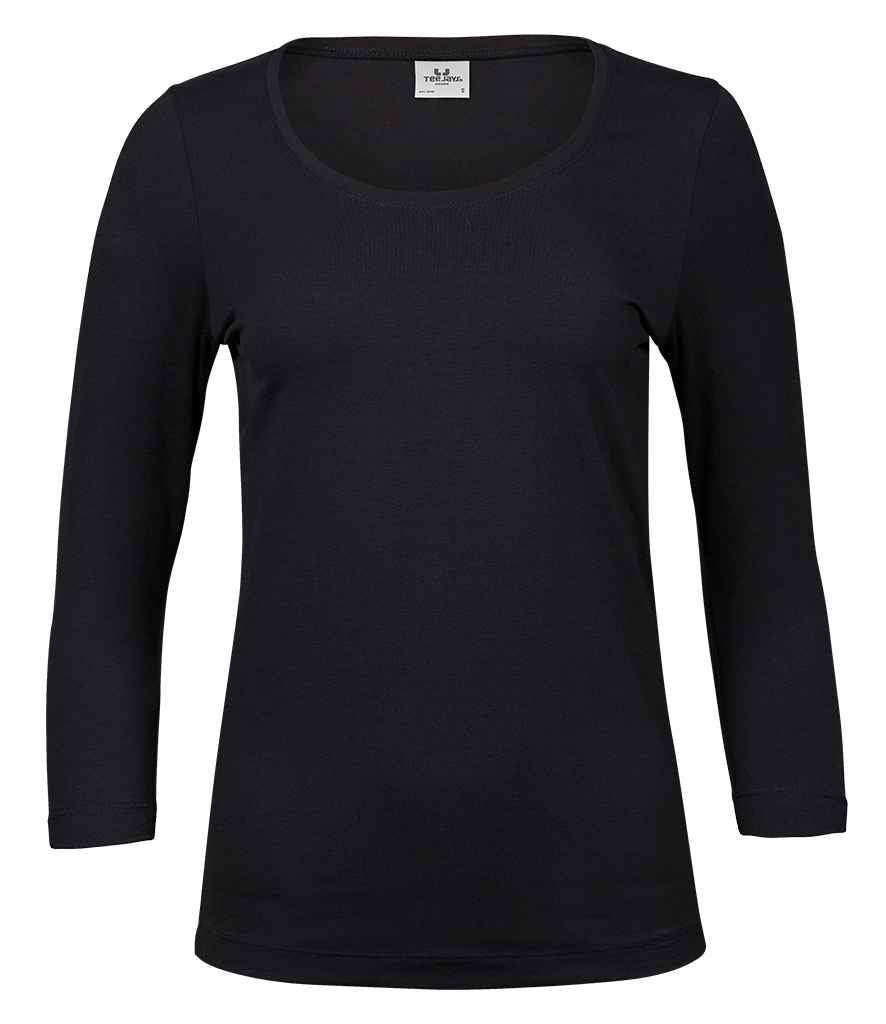 Tee Jays Ladies Stretch 3/4 Sleeve T-Shirt | Black