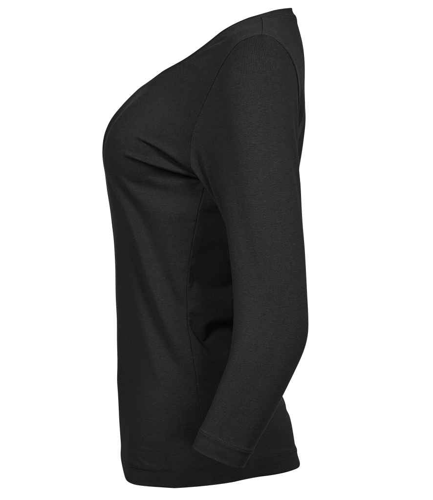 Tee Jays Ladies Stretch 3/4 Sleeve T-Shirt | Black