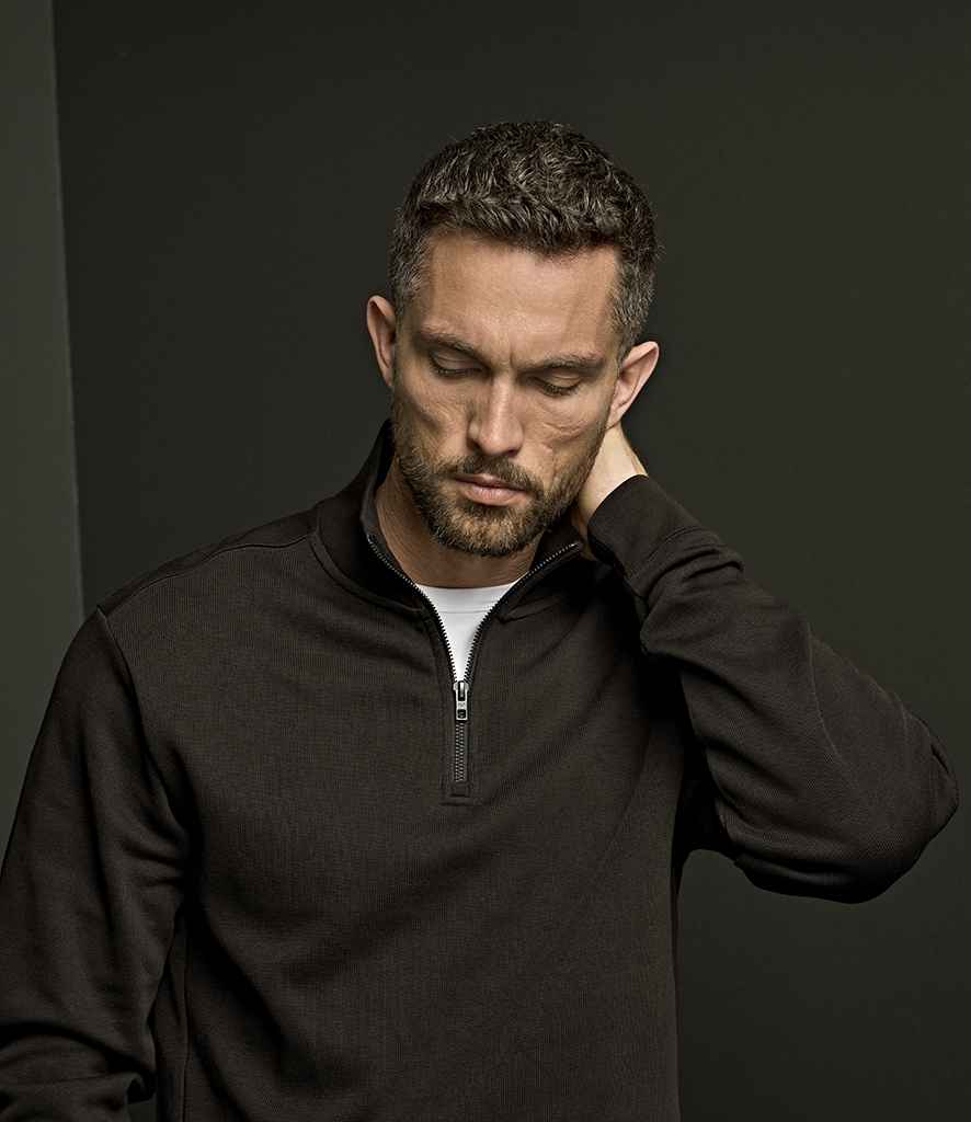Tee Jays Ribbed Interlock Half Zip Sweatshirt | Black