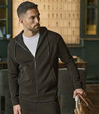 Tee Jays Ribbed Interlock Full Zip Hooded Sweatshirt | Black