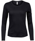 Tee Jays Ladies Long Sleeve Interlock T-Shirt | Black