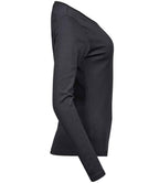 Tee Jays Ladies Long Sleeve Interlock T-Shirt | Dark Grey