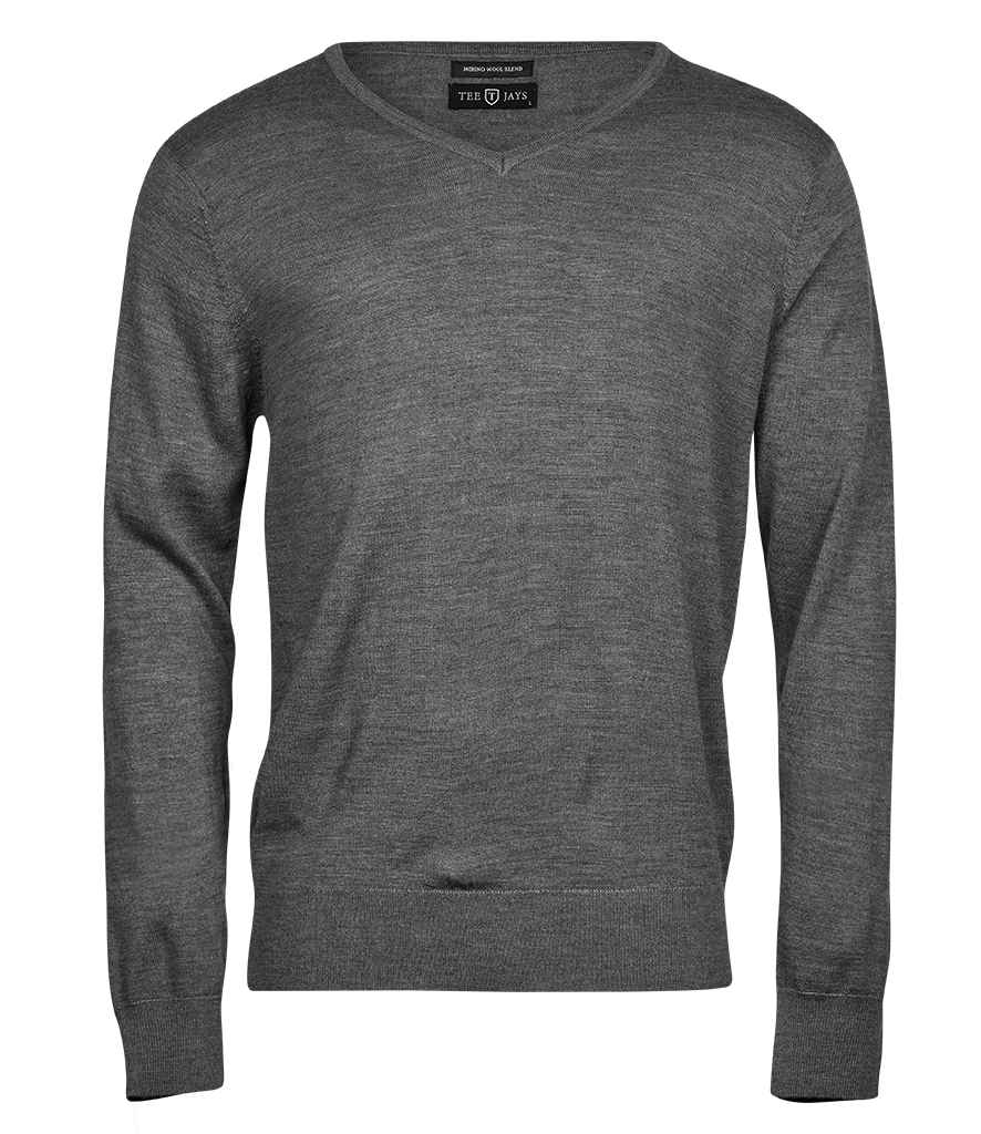 Tee Jays Merino Blend V Neck Sweater | Grey Melange