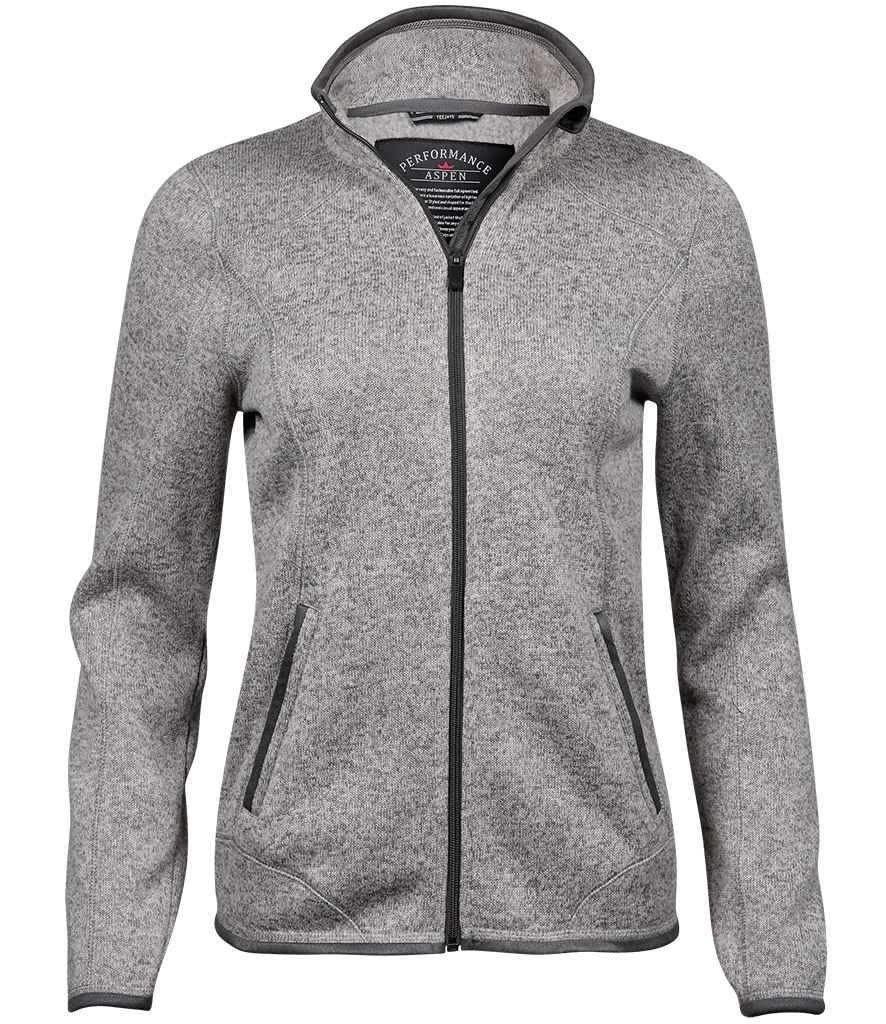 Tee Jays Ladies Knitted Outdoor Fleece Jacket | Grey Melange