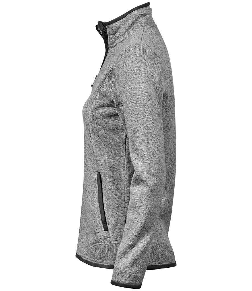 Tee Jays Ladies Knitted Outdoor Fleece Jacket | Grey Melange