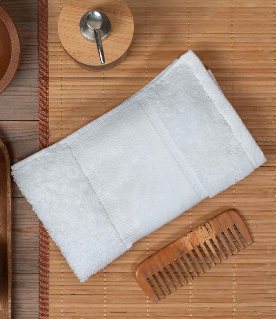 Towel City Organic Printable Border Hand Towel | White