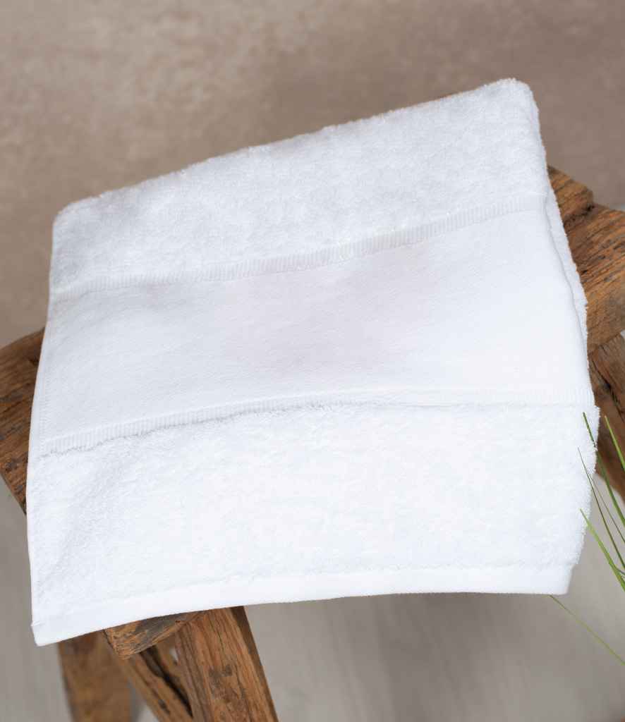 Towel City Organic Printable Border Bath Towel | White