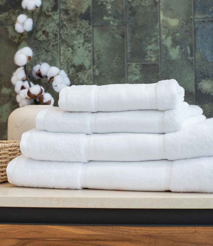 Towel City Organic Printable Border Bath Towel | White