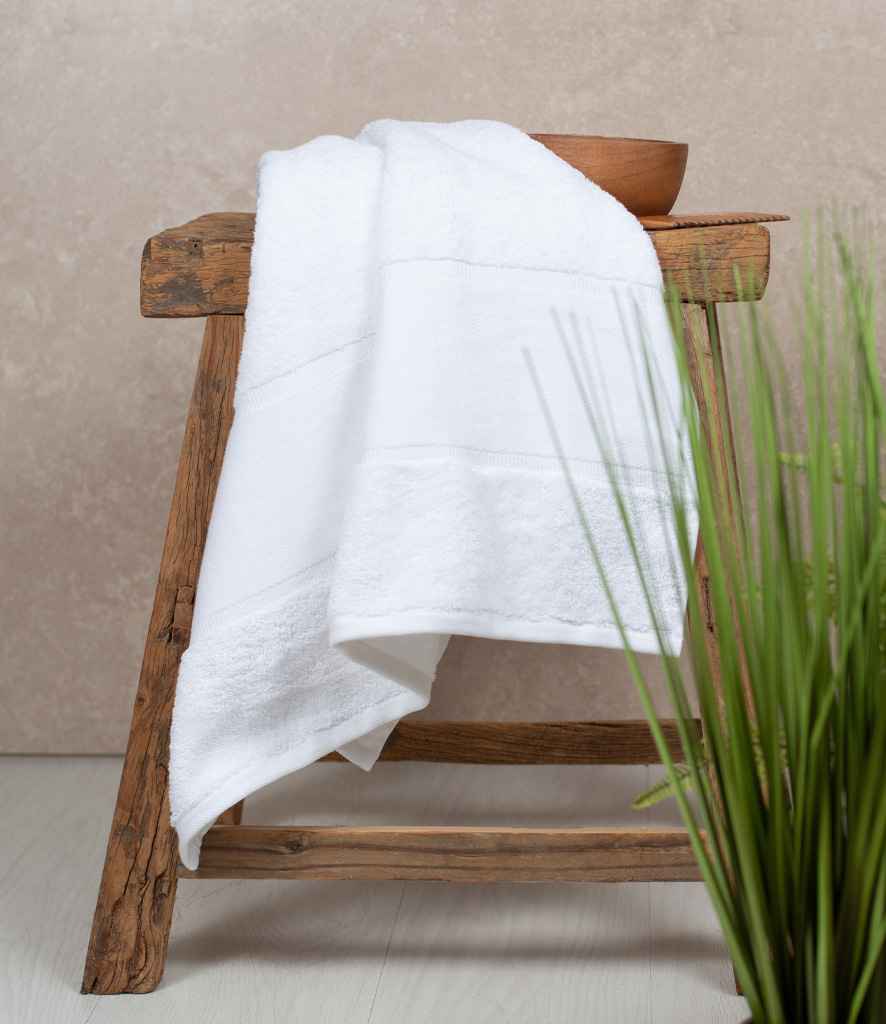 Towel City Organic Printable Border Guest Towel | White