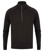 Tombo Long Sleeve Zip Neck Performance Top | Black