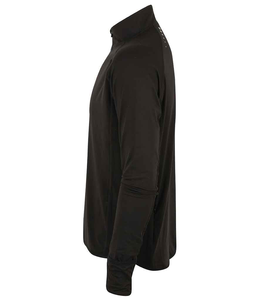 Tombo Long Sleeve Zip Neck Performance Top | Black